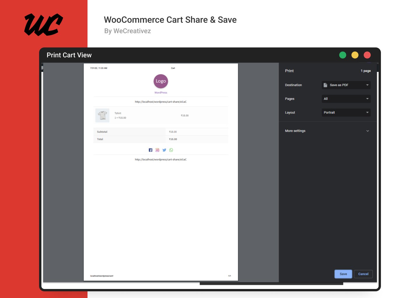 WooCommerce Cart Share and Save - Screenshot 5