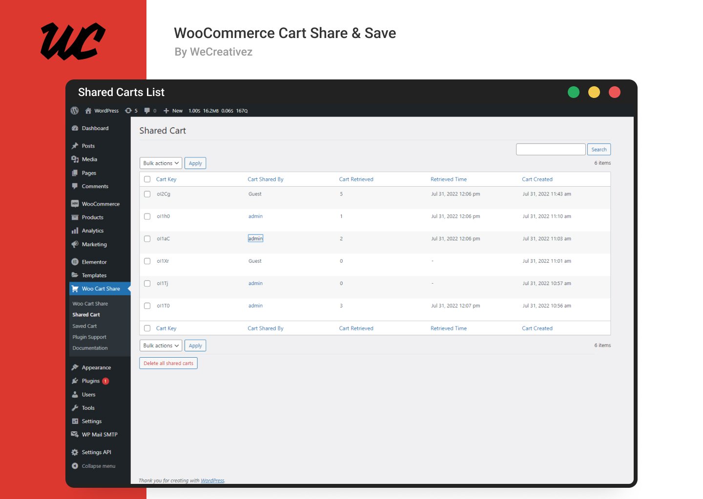 WooCommerce Cart Share and Save - Screenshot 11