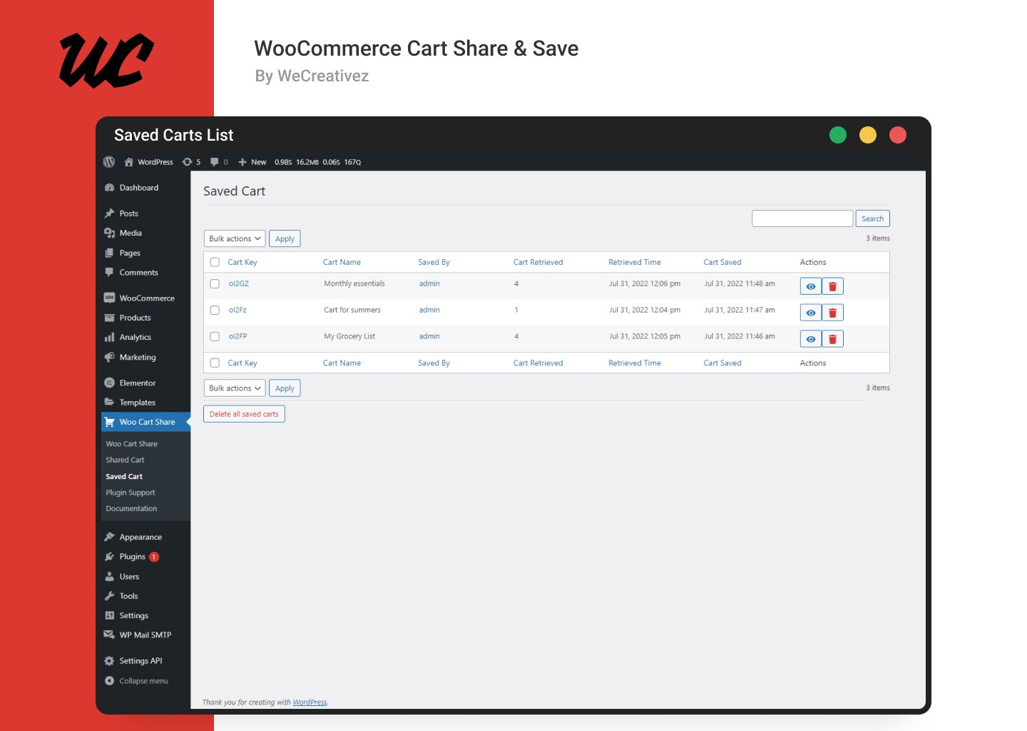 WooCommerce Cart Share and Save - Screenshot 12